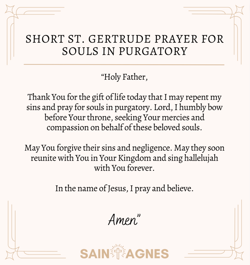 5 St. Gertrude Prayers for Souls in Purgatory (Printable Images)