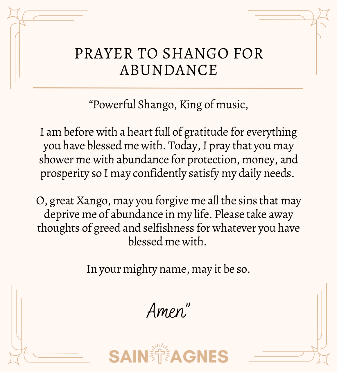 Prayer to Shango for Abundance