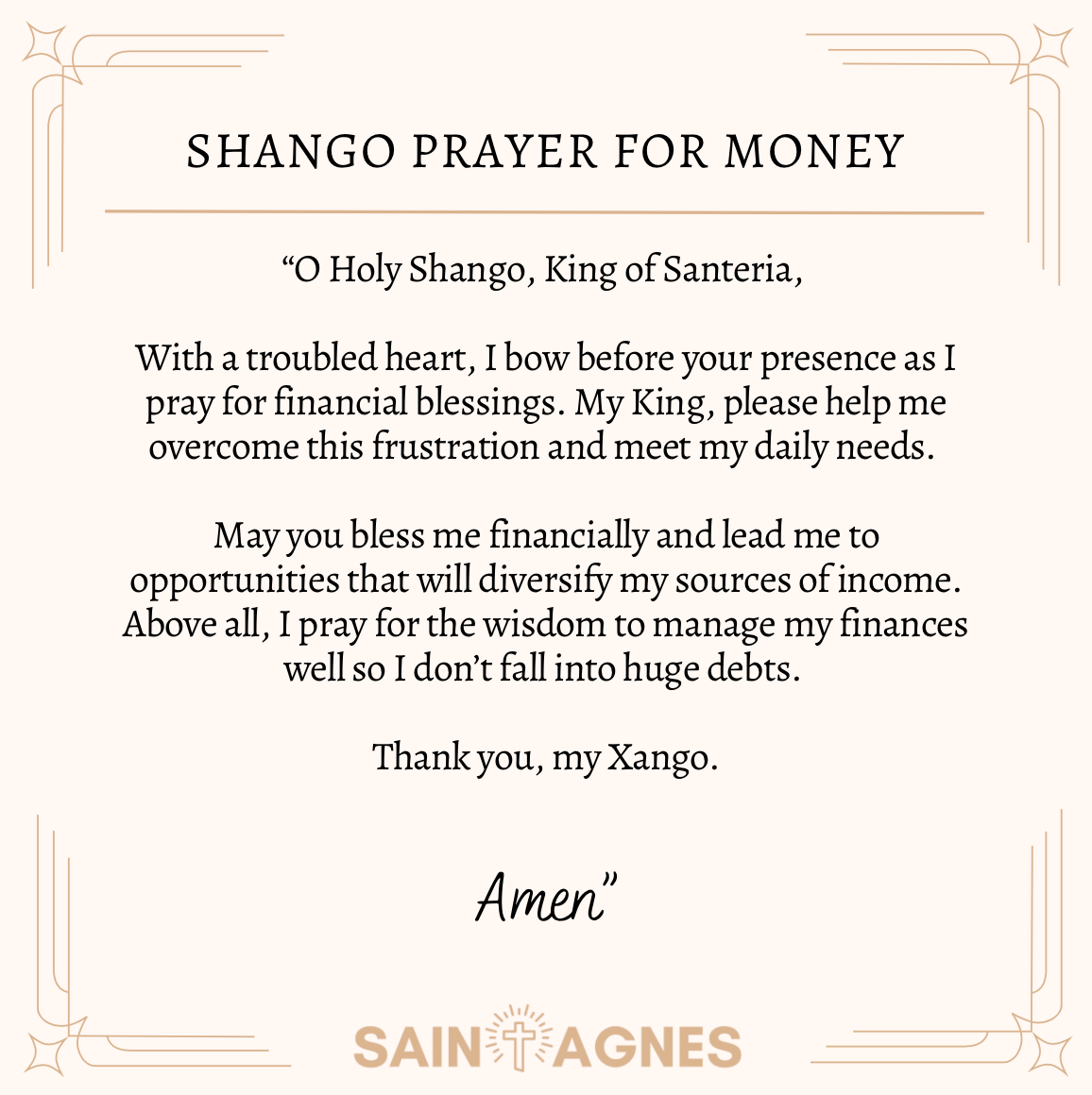 Shango Prayer for Money