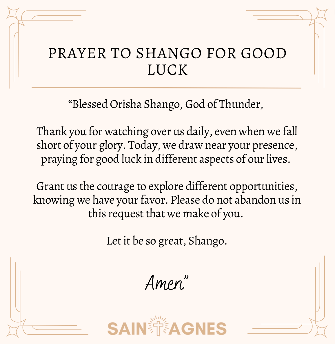 Prayer to Shango for Good Luck
