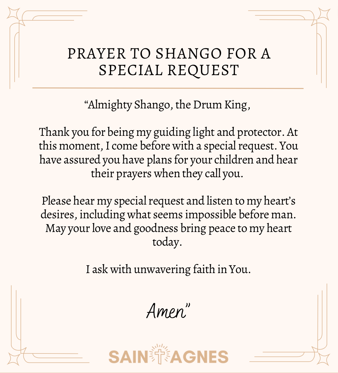 Prayer to Shango for a Special Request