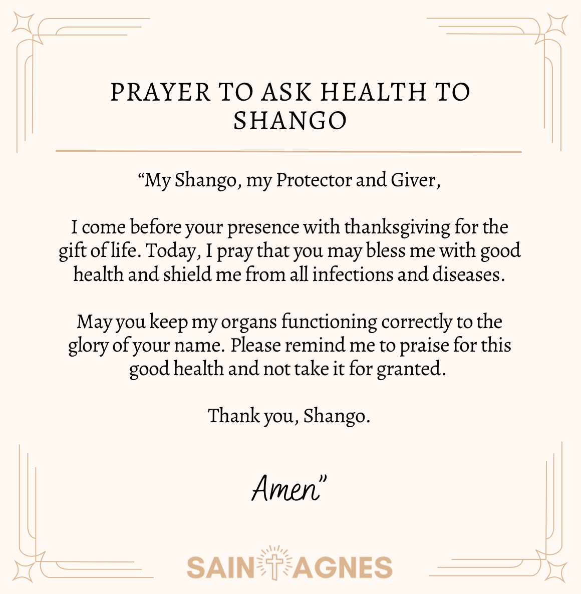 Prayer to Ask Health to Shango