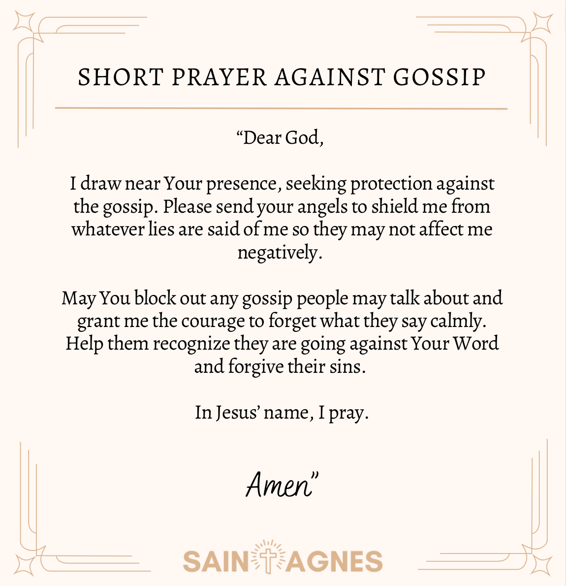 Short Prayer against Gossip