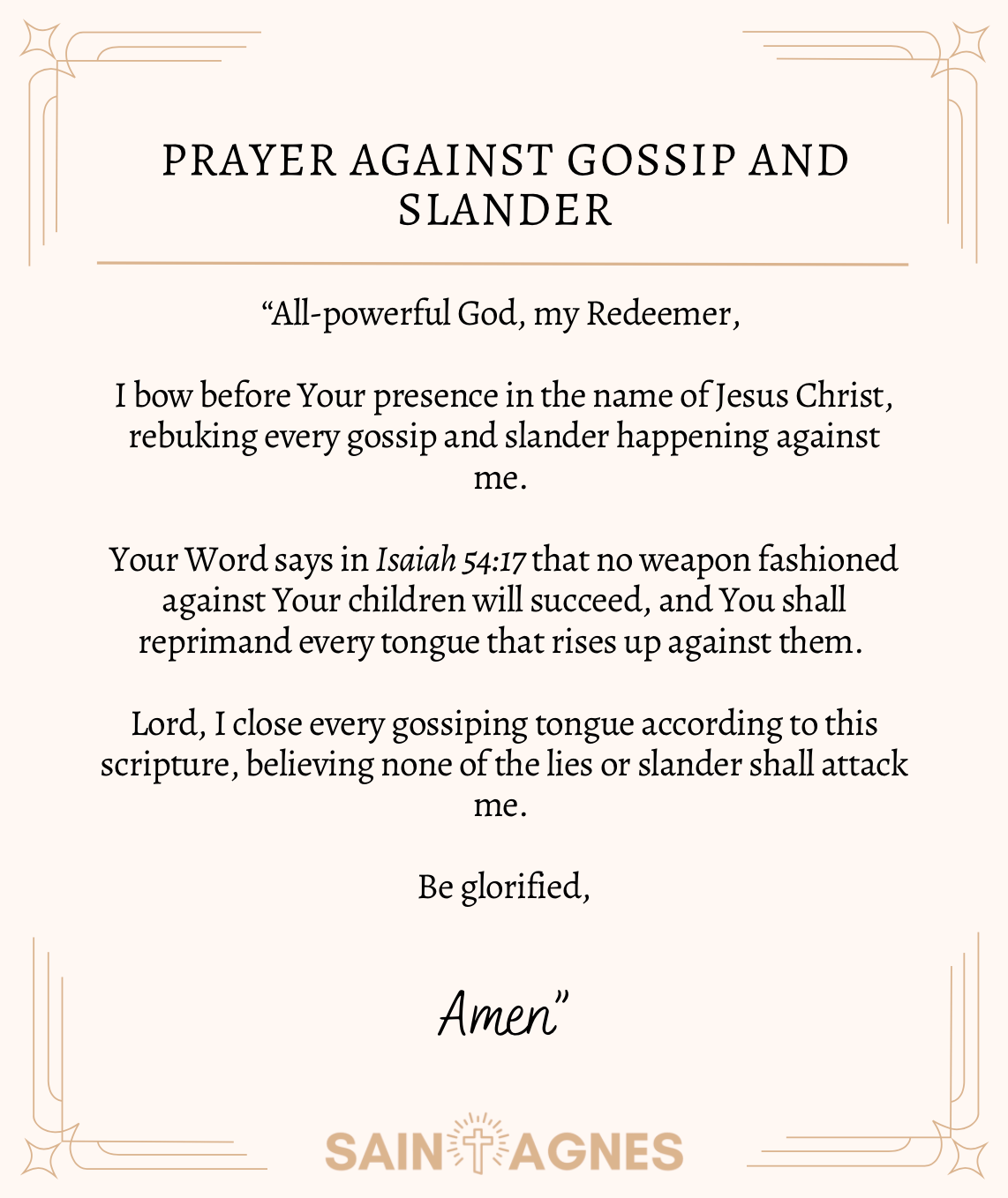 Prayer against Gossip and Slander