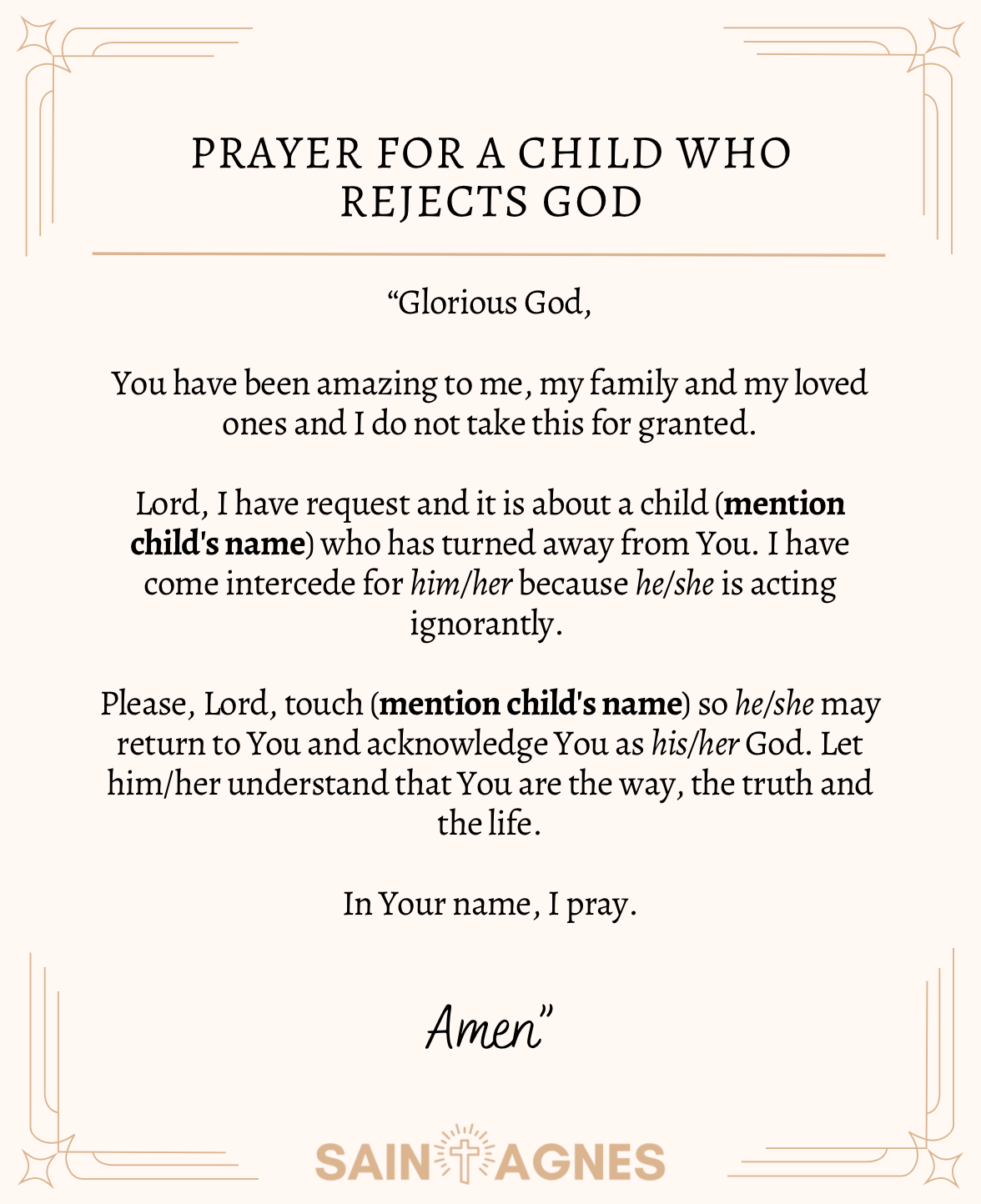 Prayer For a Child Who Rejects God