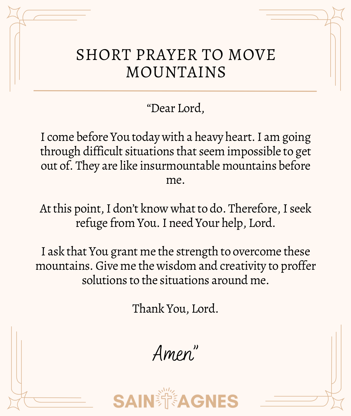 Short prayer to move mountains