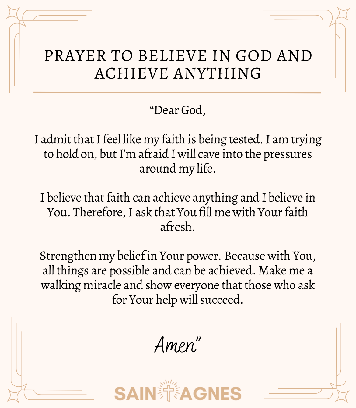 Prayer to believe in God and achieve anything