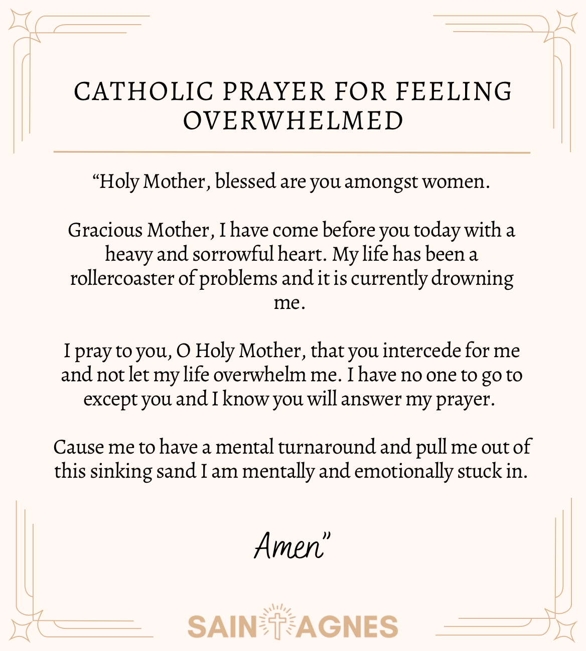 Catholic Prayer For Feeling Overwhelmed