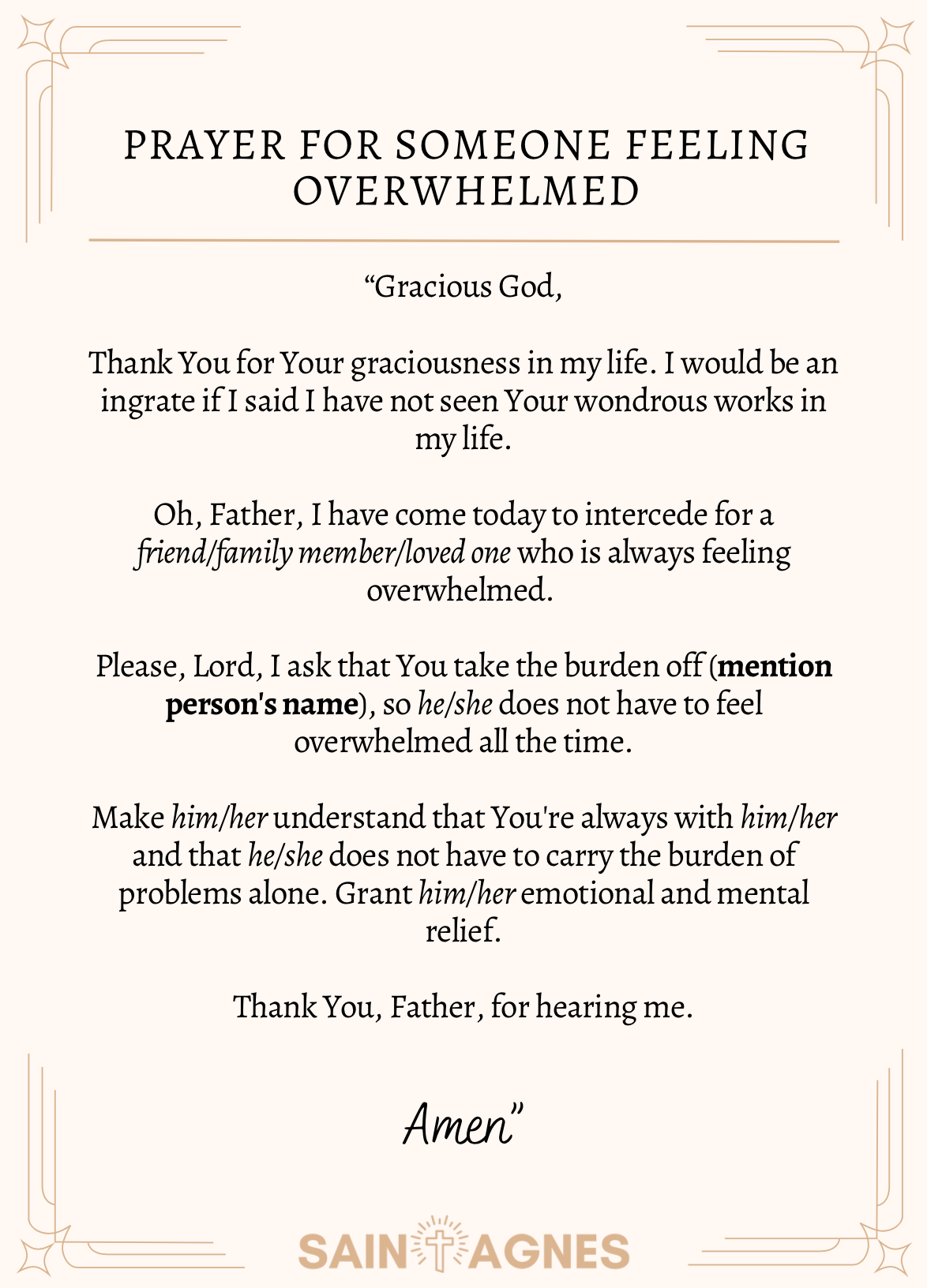 Prayer For Someone Feeling Overwhelmed